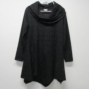 NICHE Nilgun Derman Black Textured Cowl Neck Tunic Top sz S Lagenlook Artsy